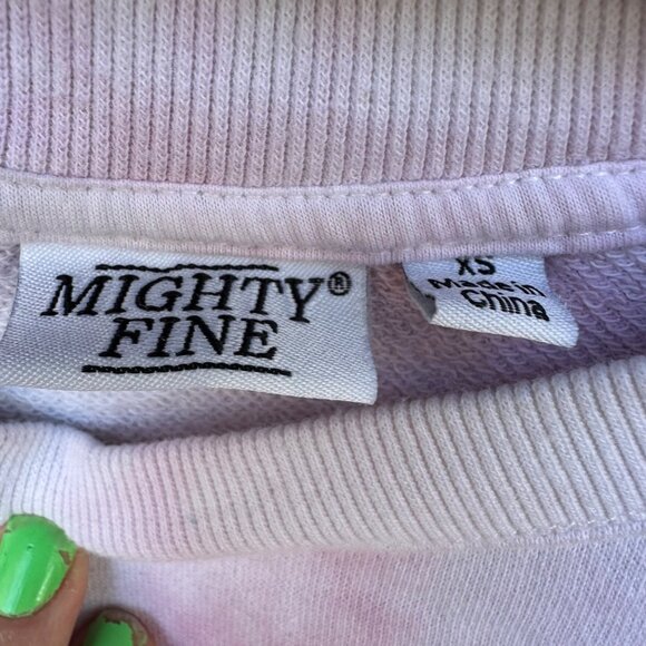 Mighty Fine “Je T’aime” Pink Tie Dye Oversized Crop Sweatshirt Size XS - Picture 5 of 12